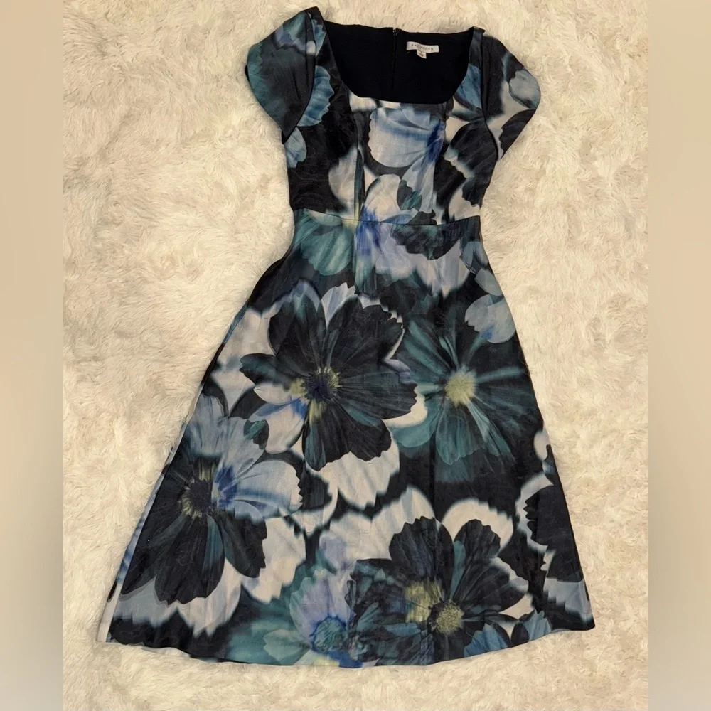 NWOT Kay Unger Emma Floral Cap Sleeve MIDI Dress sz 2 - Picture 3 of 6